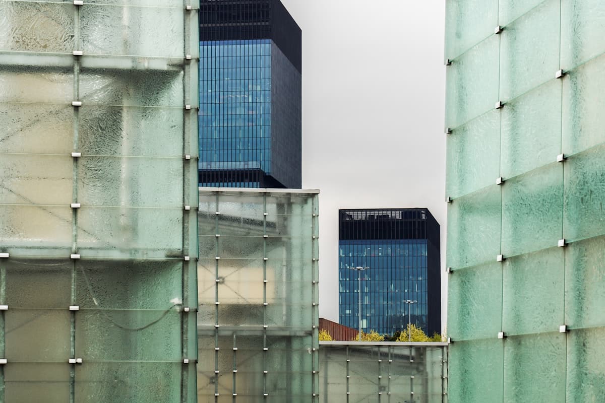 Window Cleaning in Shoreditch - Tall glass buildings with sparkling clean windows