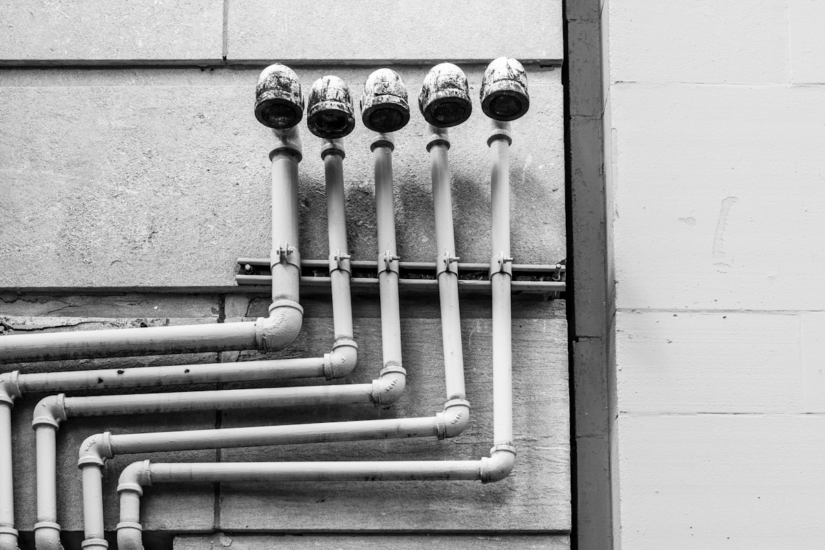 Building water system pipes and plumbing infrastructure